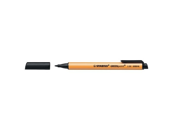 STABILO GREENpoint, Sort, Sort, Oransje, Plast, Rund, Fiber, 0,8 mm