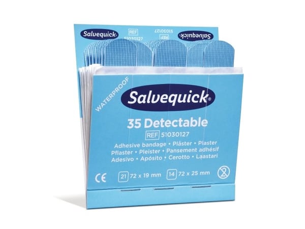 Plaster, Salvequick 35 Blue Detectable pakke a 6 stk