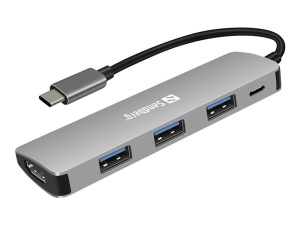 Sandberg USB-C telakka HDMI+3xUSB+PD 100W - Telakointiasema - USB-C - HDMI