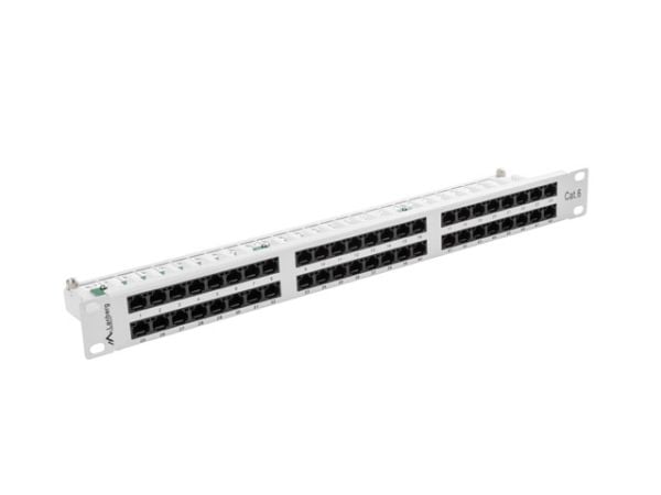 Lanberg PPU6-1048-S - Koblingspanel - CAT 6 - UTP - RJ-45 X 48 - RAL 7035, grå - 1U - 19"