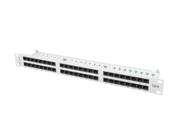 Lanberg PPU6-1048-S - Koblingspanel - CAT 6 - UTP - RJ-45 X 48 - RAL 7035, grå - 1U - 19"
