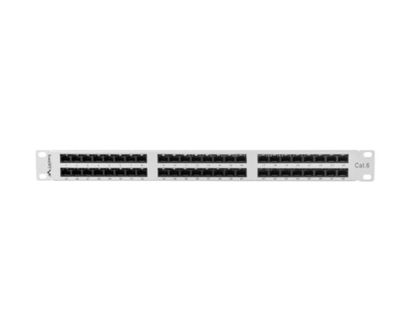Lanberg PPU6-1048-S - Koblingspanel - CAT 6 - UTP - RJ-45 X 48 - RAL 7035, grå - 1U - 19"