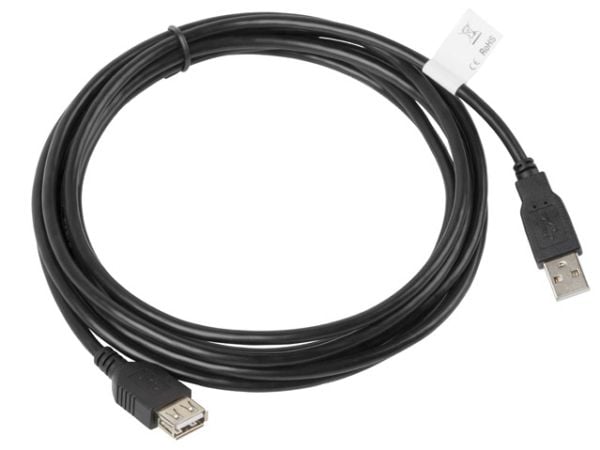 Lanberg USB cable Extension cable USB 2.0 AM-AF black 3m (CA-USBE-10CC-0030-BK)