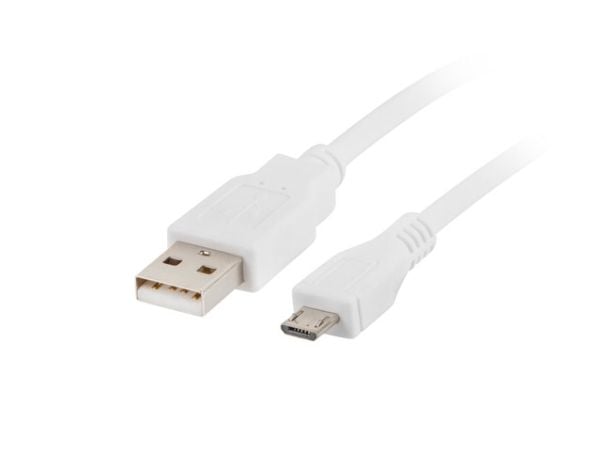 Lanberg - USB-kaapeli - USB (uros) - Micro-USB Type B (uros) - USB 2.0 - 1 m - valkoinen