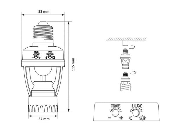 Maclean Energy MCE24 - Light bulb socket extender - E27