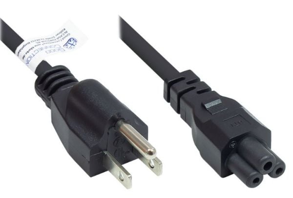 Alcasa P4505-S018, 1,8 m, NEMA 5-15P, C5-liitin, SJT, 125 V
