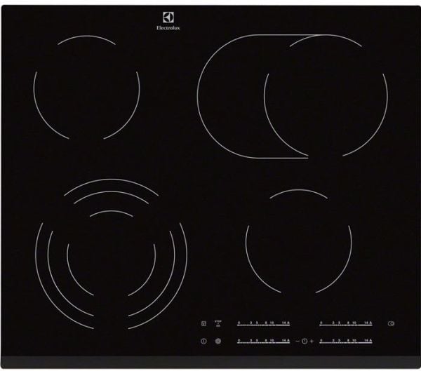 Electrolux EHF6547FXK, Sort, Innebygget, Keramisk, 4 zone(s), 4 zone(s), Småkoking