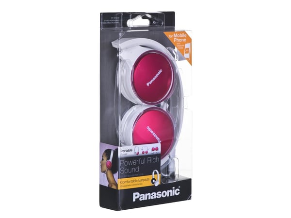 Panasonic RP-HF300ME - Hörlurar med mikrofon - på örat - kabelansluten - 3,5 mm kontakt - rosa