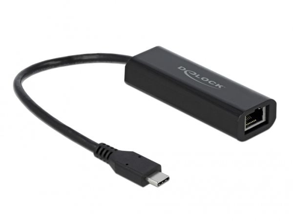 Delock - Nettverksadapter - USB-C 3.1 Gen 1 / Thunderbolt 3 - 100M/1G/2.5G Gigabit Ethernet - svart