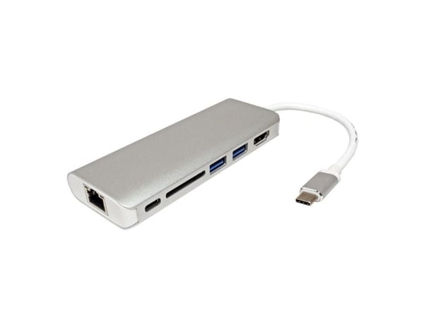 ROLINE 12.02.1037, Ledningsført, USB 3.2 Gen 1 (3.1 Gen 1) Type-C, Sølv, MicroSD (TransFlash), SD, USB