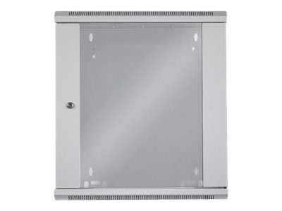 Intellinet Network Cabinet, Wall Mount (Standard), 12U, Usable Depth 260mm/Width 510mm, Grey, Flatpack, Max 60kg, Metal & Glass Door, Back Panel, R...