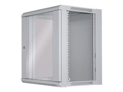 Intellinet Network Cabinet, Wall Mount (Standard), 12U, Usable Depth 260mm/Width 510mm, Grey, Flatpack, Max 60kg, Metal & Glass Door, Back Panel, R...