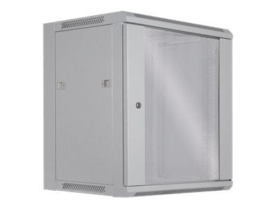 Intellinet Network Cabinet, Wall Mount (Standard), 12U, Usable Depth 260mm/Width 510mm, Grey, Flatpack, Max 60kg, Metal & Glass Door, Back Panel, R...