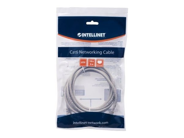 Intellinet Network Patch Cable, Cat6, 5m, Grey, CCA, U/UTP, PVC, RJ45, Gold Plated Contacts, Snagless, Booted, Lifetime Warranty, Polybag - Kobling...