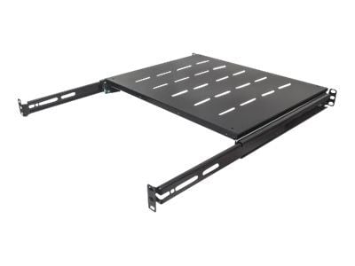 Intellinet 19" Sliding Shelf, 1U, 800 to 1000mm Depth, shelf depth 550mm, Black - Rack-hylle - svart, RAL 9005 - 1U - 19"