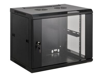 Intellinet Network Cabinet, Wall Mount (Standard), 12U, Usable Depth 500mm/Width 540mm, Black, Assembled, Max 60kg, Metal & Glass Door, Back Panel,...