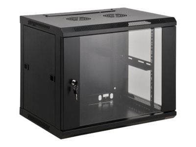 Intellinet Network Cabinet, Wall Mount (Standard), 6U, Usable Depth 350mm/Width 540mm, Black, Assembled, Max 60kg, Metal & Glass Door, Back Panel, ...
