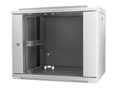 Intellinet Network Cabinet, Wall Mount (Standard), 9U, Usable Depth 500mm/Width 540mm, Grey, Assembled, Max 60kg, Metal & Glass Door, Back Panel, R...