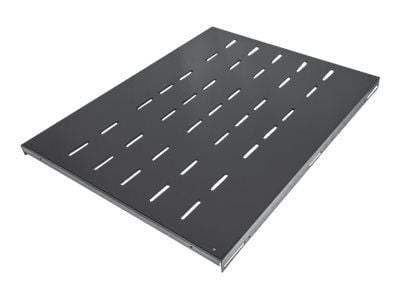 Intellinet 19" Fixed Shelf, 1U, 600mm Depth, Heavy-Duty, Max 100kg, Black - Rack-hylle - svart, RAL 9005 - 1U - 19"