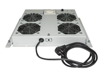 Intellinet 4-Fan Ventilation Unit for 19" Racks, Roof Mount, with Thermostat, Grey - Systemviftebrett - med 4 kjølevifter, termostat - AC 220/240 V...
