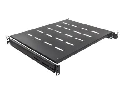 Intellinet 19" Sliding Shelf, 1U, 800 to 1000mm Depth, shelf depth 550mm, Black - Rack-hylle - svart, RAL 9005 - 1U - 19"