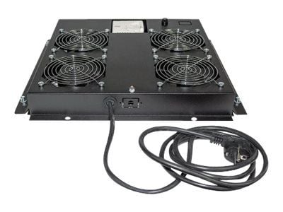 Intellinet 4-Fan Ventilation Unit for 19" Racks, Roof Mount, with Thermostat, Black - Systemviftebrett - med 4 kjølevifter, termostat - AC 220/240 ...