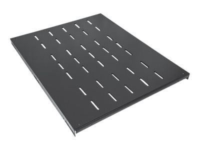 Intellinet 19" Fixed Shelf, 1U, 600mm Depth, Heavy-Duty, Max 100kg, Black - Rack-hylle - svart, RAL 9005 - 1U - 19"