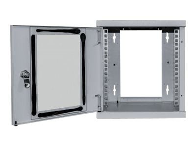 Intellinet Network Cabinet, Wall Mount (Standard), 6U, Usable Depth 265mm/Width 239mm, Grey, Assembled, Max 60kg, Metal & Glass Door, Back Panel, R...