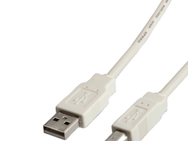 VALUE USB 2.0 Cable, 0.8m, 0,8 m, USB A, USB B, Hankjønn/hankjønn, 0,48 Gbit/s, Hvit