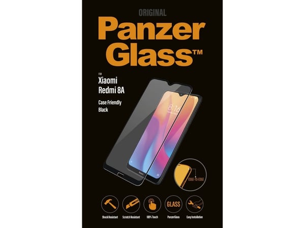 PanzerGlass - Skjermbeskyttelse for mobiltelefon - glass - rammefarge svart - for Xiaomi Redmi 8A