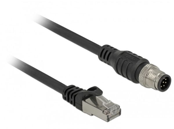 Delock - Koblingskabel - 8-pins M12 (hann) til RJ-45 (hann) - 1 m - SFTP - CAT 5e - svart