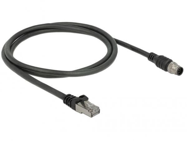 Delock - Koblingskabel - 8-pins M12 (hann) til RJ-45 (hann) - 1 m - SFTP - CAT 5e - svart