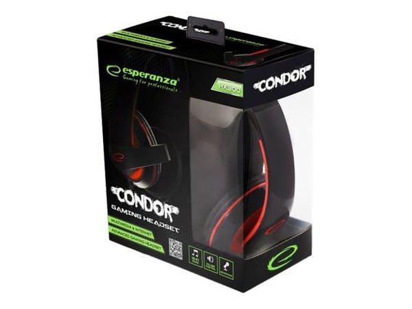 Esperanza EGH300 - Headset - fullstorlek - kabelansluten - 3,5 mm kontakt - ljudisolerande - röd