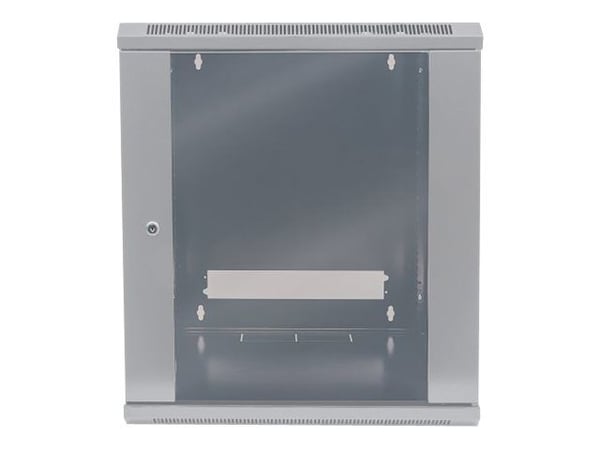 Intellinet Network Cabinet, Wall Mount (Standard), 12U, Usable Depth 410mm/Width 510mm, Grey, Flatpack, Max 60kg, Metal & Glass Door, Back Panel, R...