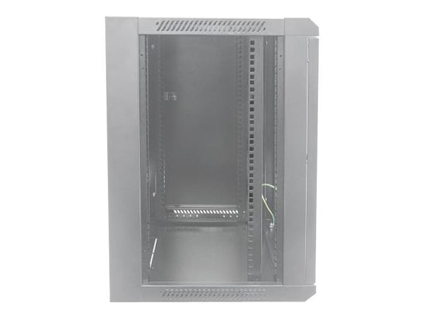 Intellinet Network Cabinet, Wall Mount (Standard), 12U, Usable Depth 410mm/Width 510mm, Grey, Flatpack, Max 60kg, Metal & Glass Door, Back Panel, R...