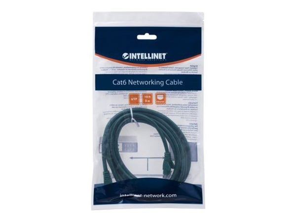 Intellinet Network Patch Cable, Cat6, 0.5m, Green, CCA, U/UTP, PVC, RJ45, Gold Plated Contacts, Snagless, Booted, Lifetime Warranty, Polybag - Kobl...