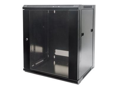 Intellinet Network Cabinet, Wall Mount (Standard), 12U, Usable Depth 260mm/Width 510mm, Black, Flatpack, Max 60kg, Metal & Glass Door, Back Panel, ...