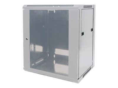 Intellinet Network Cabinet, Wall Mount (Standard), 12U, Usable Depth 410mm/Width 510mm, Grey, Flatpack, Max 60kg, Metal & Glass Door, Back Panel, R...
