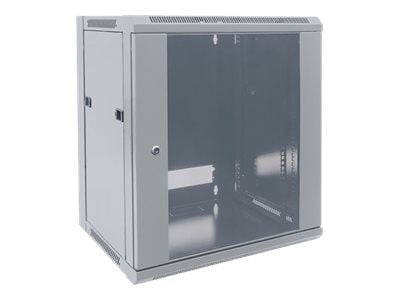 Intellinet Network Cabinet, Wall Mount (Standard), 12U, Usable Depth 410mm/Width 510mm, Grey, Flatpack, Max 60kg, Metal & Glass Door, Back Panel, R...