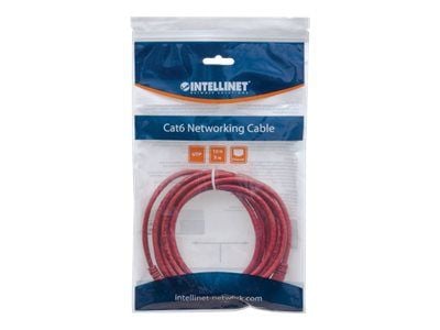 Intellinet Network Patch Cable, Cat6, 2m, Red, CCA, U/UTP, PVC, RJ45, Gold Plated Contacts, Snagless, Booted, Lifetime Warranty, Polybag - Koblings...