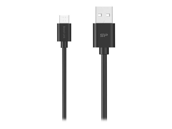 Silicon Power Boost Link PVC LK10AB - USB-kabel - Micro-USB type B (hann) til 4-pins mini USB-type A (hann) - USB 2.0 - 2.4 A - 1 m - svart
