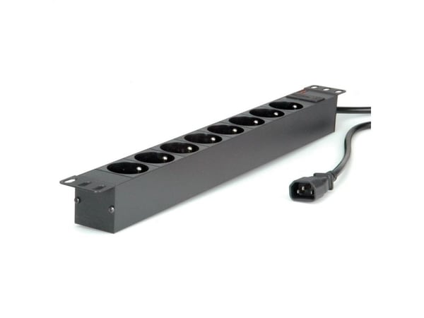 ROLINE 19.07.1626, Aluminium, Sort, 8 AC-utganger, C14 kopling, IEC 320, 2 m