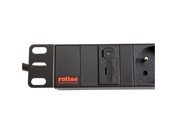 ROLINE 19.07.1626, Aluminium, Sort, 8 AC-utganger, C14 kopling, IEC 320, 2 m
