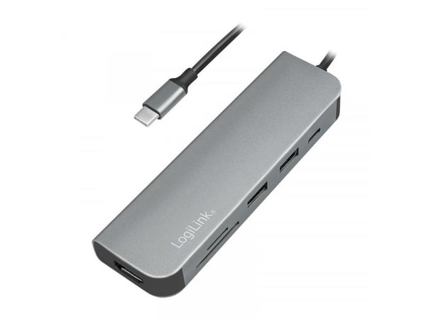 LogiLink UA0343, USB 3.2 Gen 1 (3.1 Gen 1) Type-C, Aluminium, MicroSD (TransFlash), SD, HDMI, USB 3.2 Gen 1 (3.1 Gen 1) Type-A, USB 3.2 Gen 1 (3.1 ...