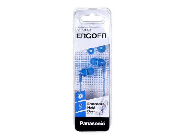 Panasonic RP-HJE125E-A - Ergofit - ørepropper - i øret - kablet - 3,5 mm jakk - blå