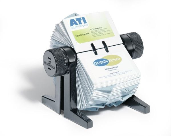 DURABLE VISIFIX CUBO - Roterende kortarkiv - 150 rom - 25 deler - fortrykt: A-Z - kapasitet: 300 kort - med fliker - svart