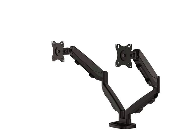 Fellowes - Monteringssett - justerbare dobbeltarmer - for 2 skjermer - metall - svart, RAL 9017 - skjermstørrelse: 10"-39" - klemmemonterbar, malje...