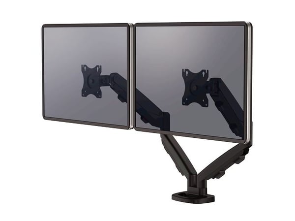 Fellowes - Monteringssett - justerbare dobbeltarmer - for 2 skjermer - metall - svart, RAL 9017 - skjermstørrelse: 10"-39" - klemmemonterbar, malje...