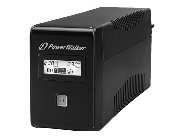 PowerWalker VI 650 LCD - UPS - AC 220/230/240 V - 360 Watt - 650 VA - 7 At - USB - lähtöliitännät: 2 - musta