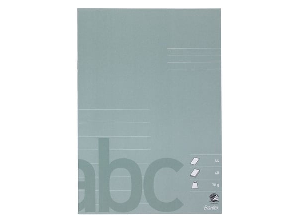 Skrivehæfte Bantex A4, 1/2 blank, 1/2 linjeret (19,5 mm), støvgrøn (10 stk.)